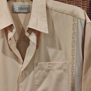 Men Cubavera Shirt, Size M, Golden Amber, short sleeves